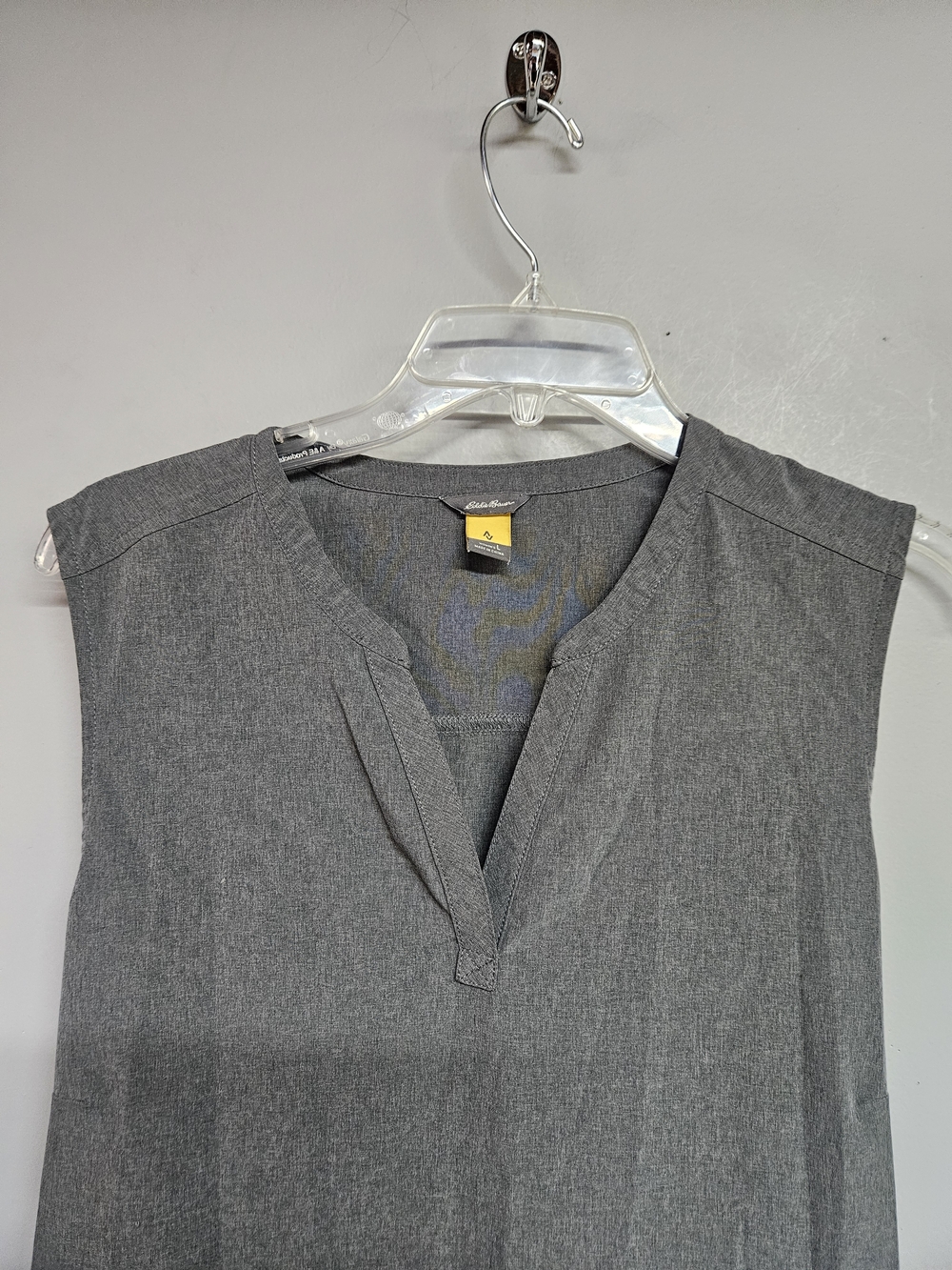 Eddie Bauer Gray Sleeveless Midi Dress Women's Large V-neck Quick-dry